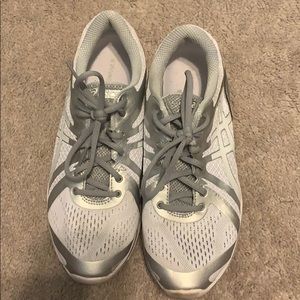 White and Silver ASIC Tennis Shoes